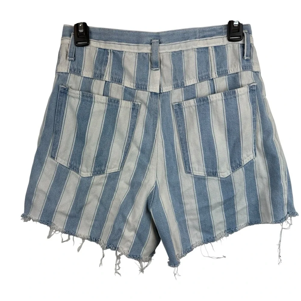 American Vintage Blue White Striped Denim Shorts‎ 90's Waist 28